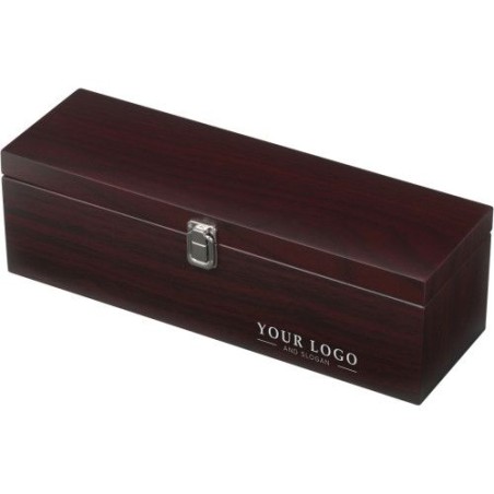 Coffret à vin de luxe personnalisé de 5 pièces Nikita Matières : velours Couleurs : brun cadeau entreprise pas cher