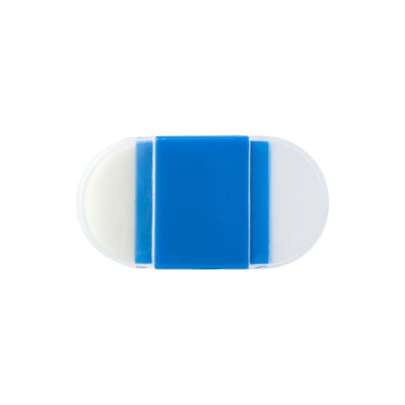 Taille-crayon multifonction personnalisé avec gomme - Pauline Matières : polystyrène (PS) Couleurs : bleu cobalt