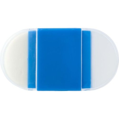Taille-crayon multifonction personnalisé avec gomme - Pauline Matières : polystyrène (PS) Couleurs : bleu cobalt