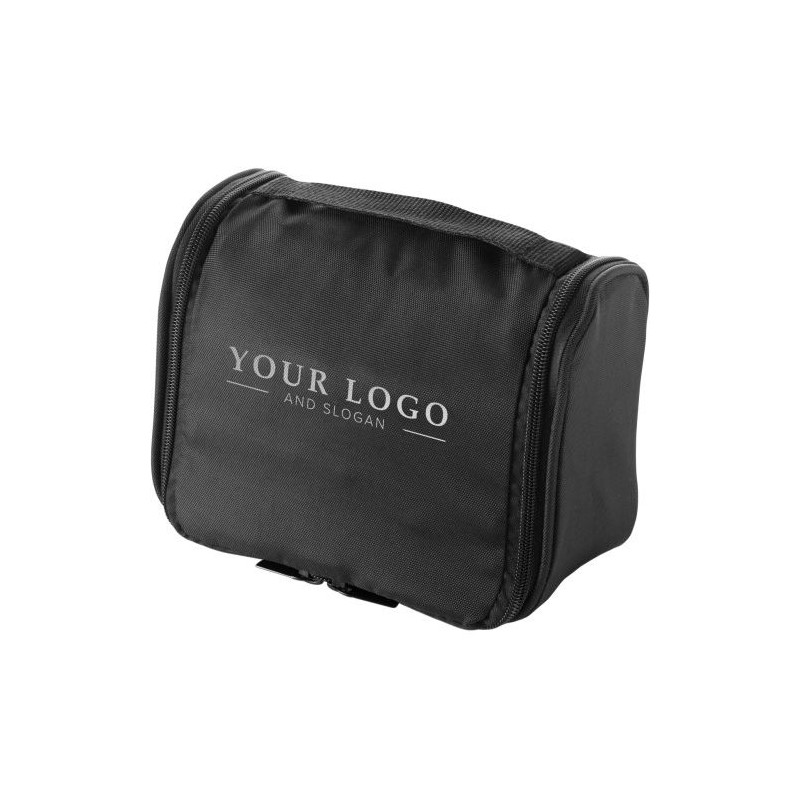 Trousse de toilette personnalisée en polyester Noëlle Matières : polyester Couleurs : noir goodies publicitaire événementiel