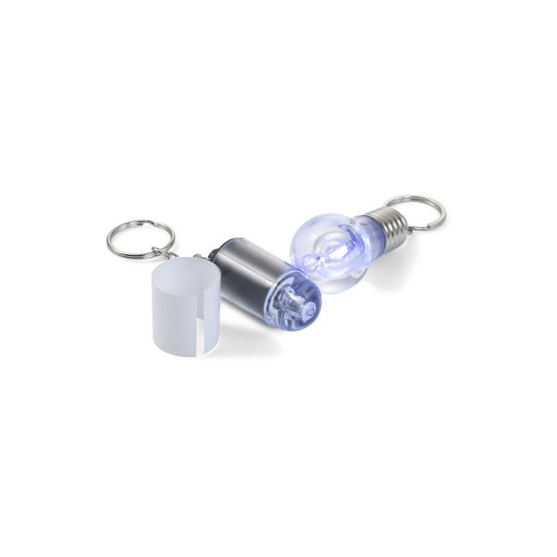 Porte-clés lumineux personnalisé Hakeem - cadeau publicitaire unique Matières : métal Couleurs : argenté personnalisable avec vo