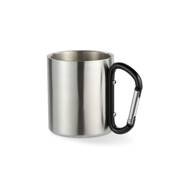 Mug en acier inoxydable personnalisé avec anse mousqueton - TRUMBO Matières : acier inoxydable Couleurs : noir