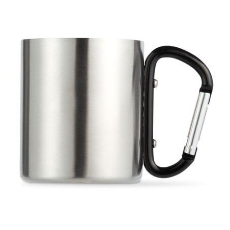 Mug en acier inoxydable personnalisé avec anse mousqueton - TRUMBO Matières : acier inoxydable Couleurs : noir cadeau collaborat