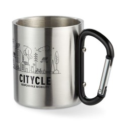 Mug en acier inoxydable personnalisé avec anse mousqueton - TRUMBO Matières : acier inoxydable Couleurs : noir cadeau client ori