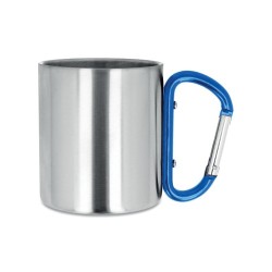 Mug en acier inoxydable personnalisé avec anse mousqueton - TRUMBO Matières : acier inoxydable Couleurs : bleu personnalisation 