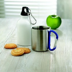 Mug en acier inoxydable personnalisé avec anse mousqueton - TRUMBO Matières : acier inoxydable Couleurs : bleu objet promo petit