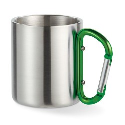 Mug en acier inoxydable personnalisé avec anse mousqueton - TRUMBO Matières : acier inoxydable Couleurs : vert goodies publicita