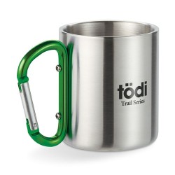 Mug en acier inoxydable personnalisé avec anse mousqueton - TRUMBO Matières : acier inoxydable Couleurs : vert marquage couleur 