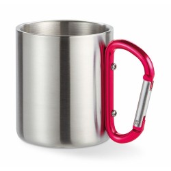 Mug en acier inoxydable personnalisé avec anse mousqueton - TRUMBO Matières : acier inoxydable Couleurs : rouge personnalisable 