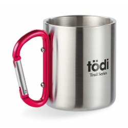 Mug en acier inoxydable personnalisé avec anse mousqueton - TRUMBO Matières : acier inoxydable Couleurs : rouge accessoire événe
