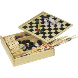 Coffret publicitaire de 5 jeux Cherie Matières : bois Couleurs : brun