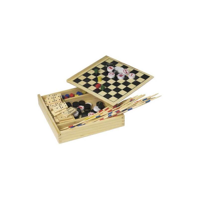 Coffret publicitaire de 5 jeux Cherie Matières : bois Couleurs : brun