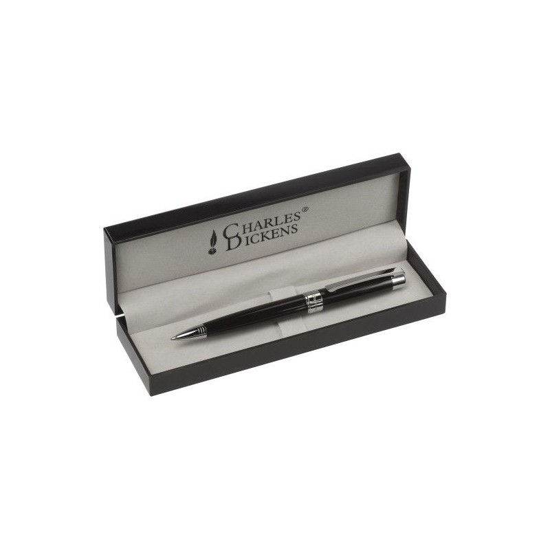 Stylo à bille personnalisé pas cher - Charles Dickens® Lena Matières : velours Couleurs : noir marquage laser ultra précis