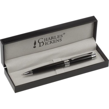 Stylo à bille personnalisé pas cher - Charles Dickens® Lena Matières : velours Couleurs : noir marquage laser ultra précis