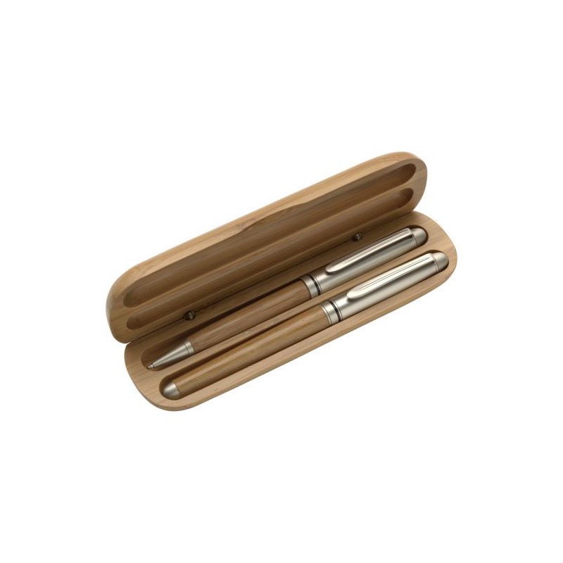 Parure de Stylo Bille et Roller en Bambou Addie