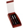 Parure  de stylo bille, plume et coupe-papier personnalisée - Paulette Matières : aluminium Couleurs : brun impression haute déf