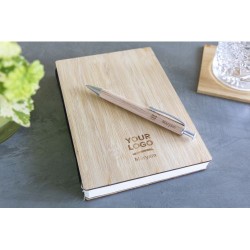 Stylo bille  et élégant en bois personnalisé - Marissa Matières : cuivre Couleurs : brun marquage laser ultra précis