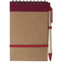 Carnet à spirale  en carton personnalisé - Emory Matières : caoutchouc Couleurs : rouge