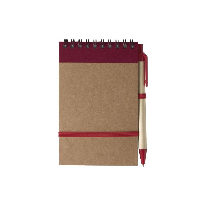 Carnet à spirale  en carton personnalisé - Emory Matières : caoutchouc Couleurs : rouge