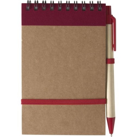 Carnet à spirale  en carton personnalisé - Emory Matières : caoutchouc Couleurs : rouge