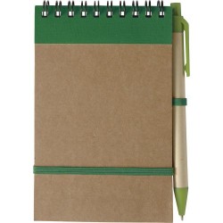Carnet à spirale  en carton personnalisé - Emory Matières : caoutchouc Couleurs : vert impression haute définition