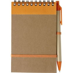 Carnet à spirale  en carton personnalisé - Emory Matières : caoutchouc Couleurs : orange goodies publicitaire événementiel