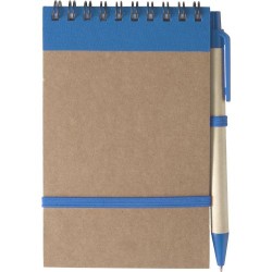 Carnet à spirale  en carton personnalisé - Emory Matières : caoutchouc Couleurs : bleu clair cadeau entreprise pas cher