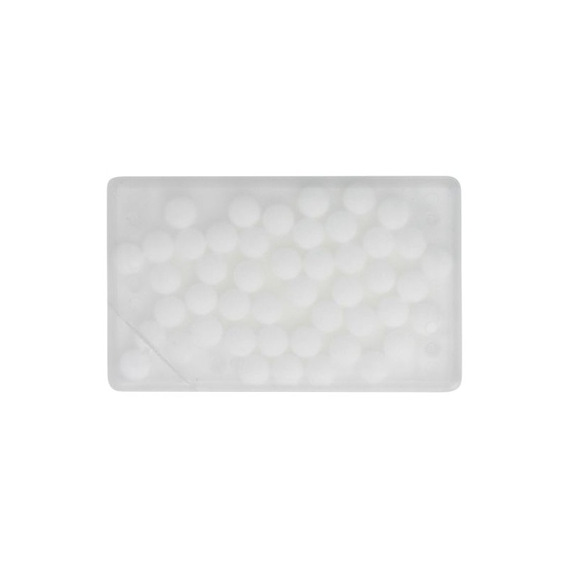 Boîte personnalisée en plastique contenant des bonbons menthe sans sucre - Judith Matières : plastique Couleurs : naturel livrai