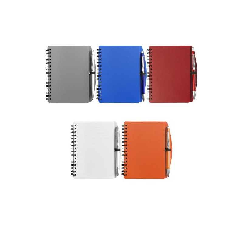 Carnet à spirale A6 personnalisé Kimora Matières : métal Couleurs : blanc marquage laser ultra précis
