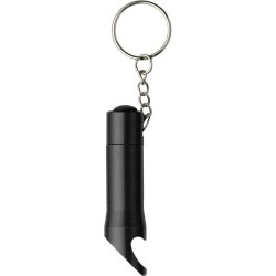Porte-clés  avec torche et décapsuleur Carla Matières : métal Couleurs : noir cadeau entreprise pas cher