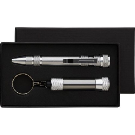 Set Pratique de Tournevis et Torche Personnalisé Frazer Matières : carton Couleurs : gris