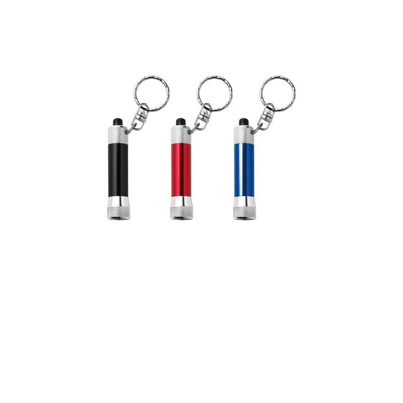 Porte-clés en métal pratique avec torche Audrey Matières : métal Couleurs : rouge marquage laser ultra précis