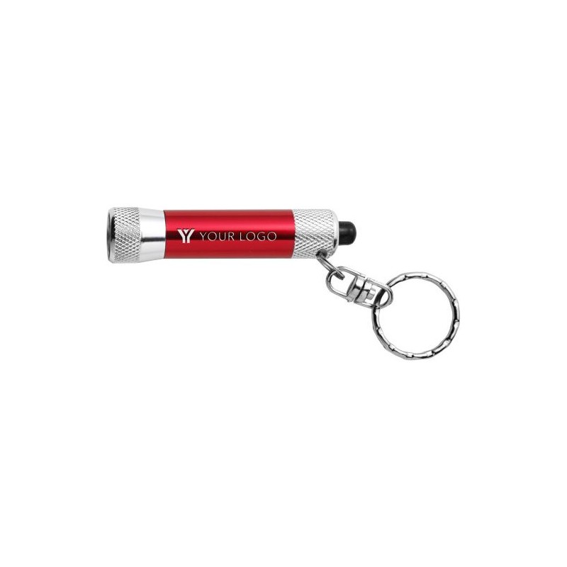 Porte-clés en métal pratique avec torche Audrey Matières : métal Couleurs : rouge personnalisation rapide en France