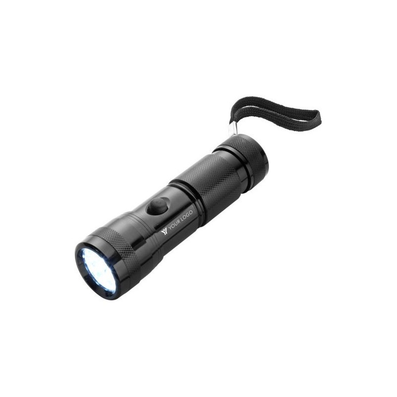 Torche personnalisée en métal - Romeo Matières : caoutchouc Couleurs : noir marquage laser ultra précis