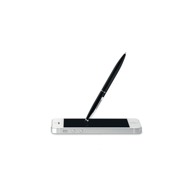 Stylo-stylet publicitaire unique QUIM Matières : aluminium Couleurs : noir impression haute définition
