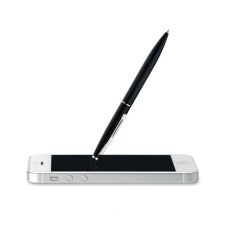 Stylo-stylet publicitaire unique QUIM Matières : aluminium Couleurs : noir impression haute définition