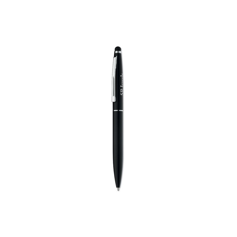 Stylo-stylet publicitaire unique QUIM Matières : aluminium Couleurs : noir marquage laser ultra précis