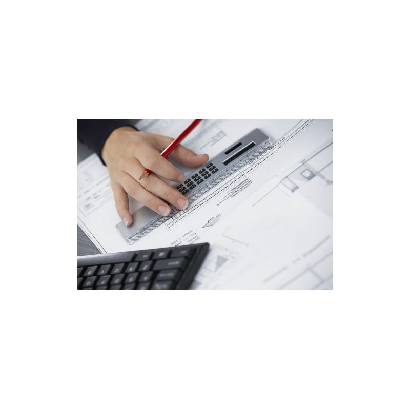 Règle en plastique 20 cm avec calculatrice solaire