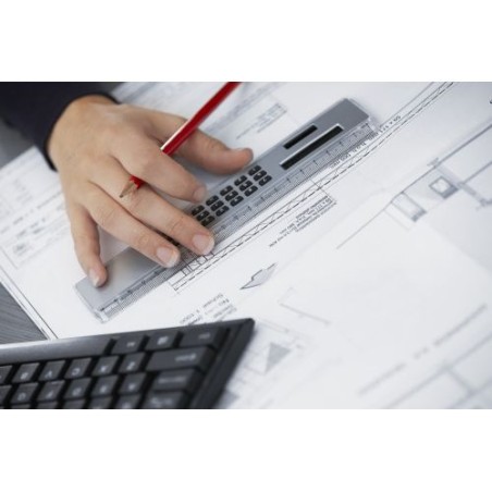 Règle en plastique 20 cm avec calculatrice solaire