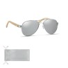 Lunettes de soleil s en bambou personnalisées - Protection UV400 HONIARA Matières : bambou Couleurs : argenté brillant