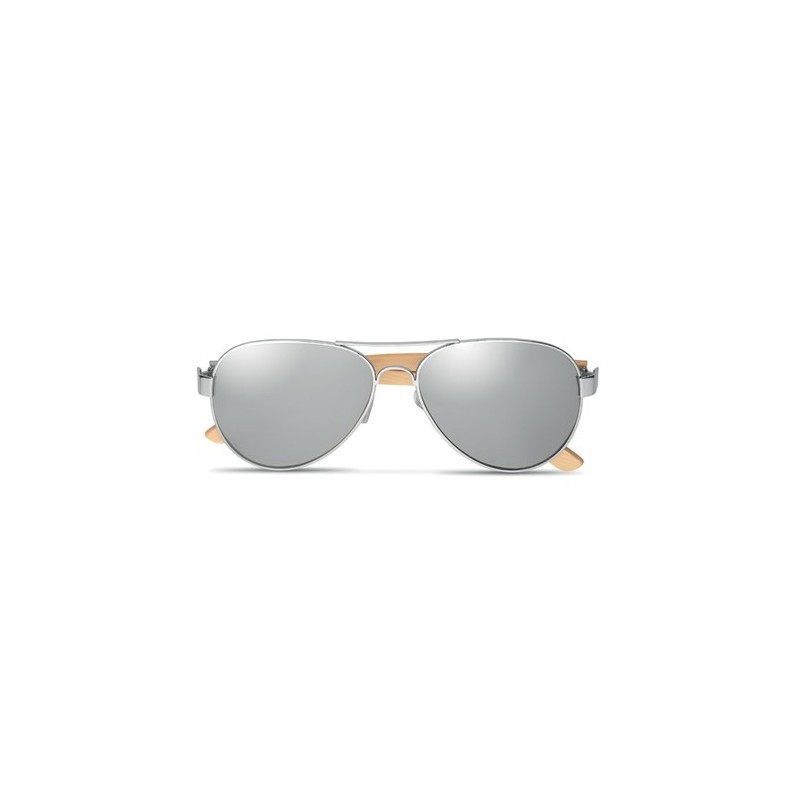 Lunettes de soleil s en bambou personnalisées - Protection UV400 HONIARA Matières : bambou Couleurs : argenté brillant livraison