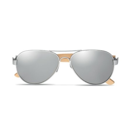 Lunettes de soleil s en bambou personnalisées - Protection UV400 HONIARA Matières : bambou Couleurs : argenté brillant livraison